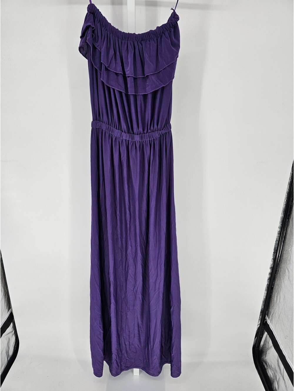 Vintage Y2K Michael F Womens Sz M Maxi Dress Strapless Purple Ruffled